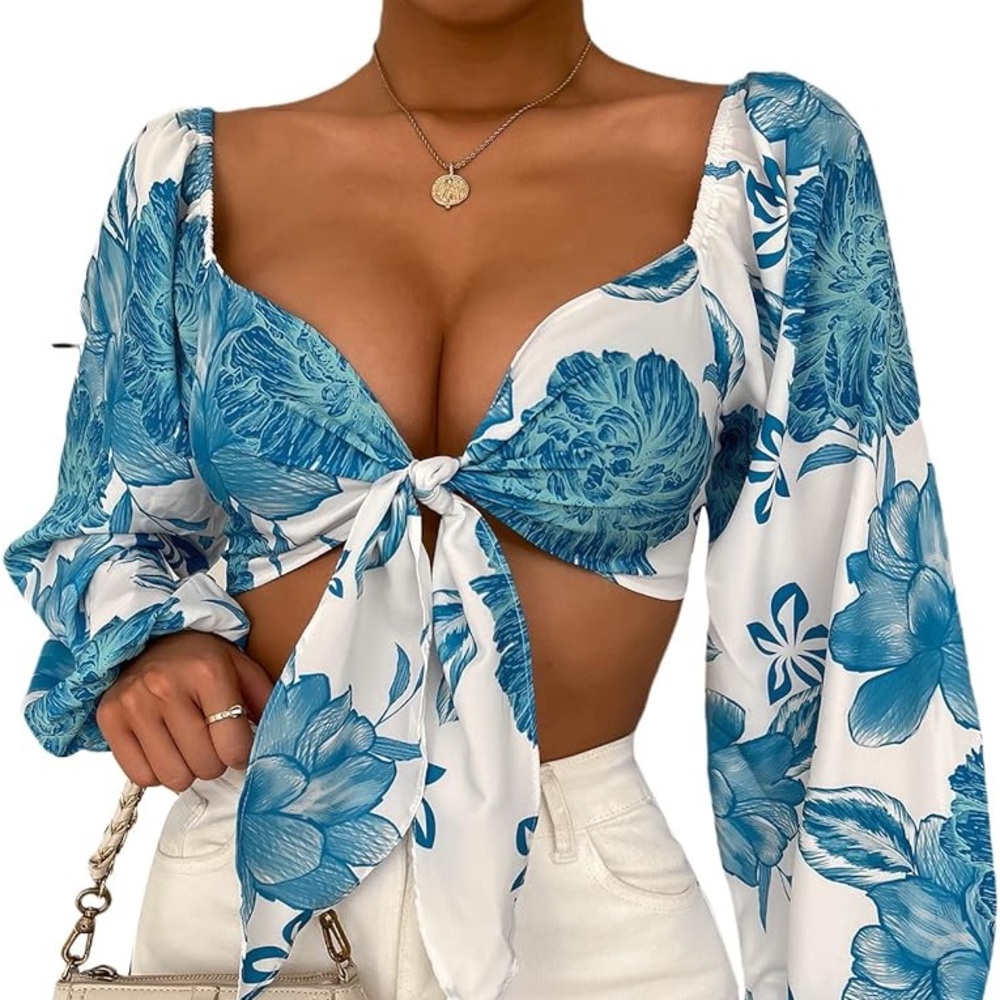 FREE WITH PURCHASE SHEIN boho tie front top